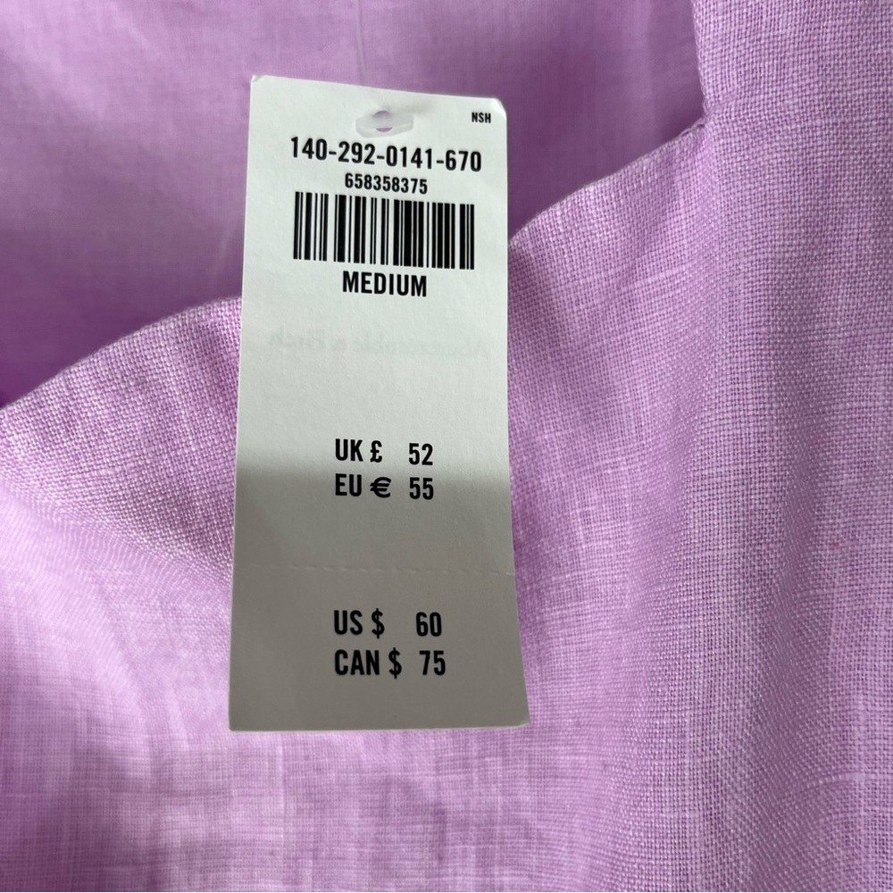 NWT Abercrombie and Fitch Premium Linen scallop-hem shirt top blouse - Picture 8 of 12